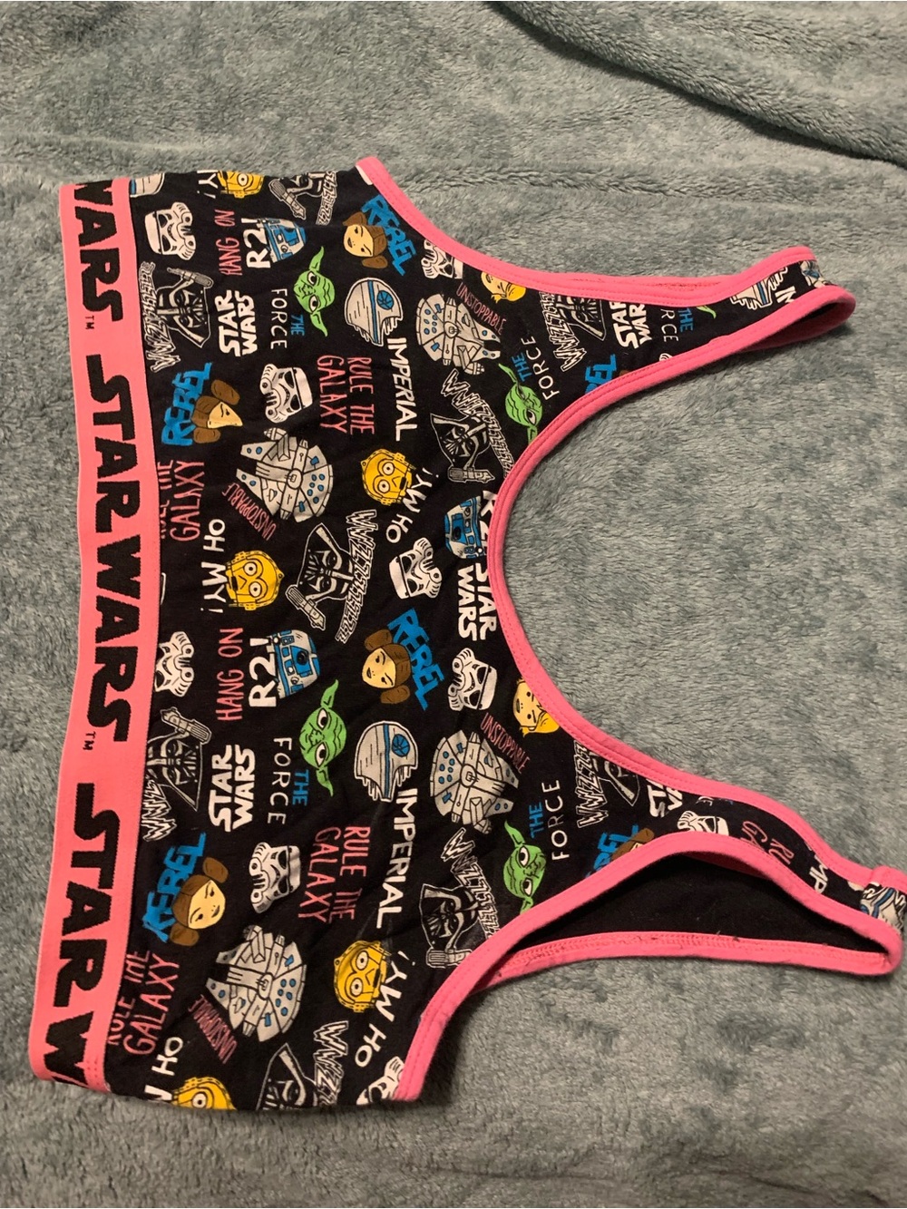 Star Wars Black Sports Bra with Pink Elastic